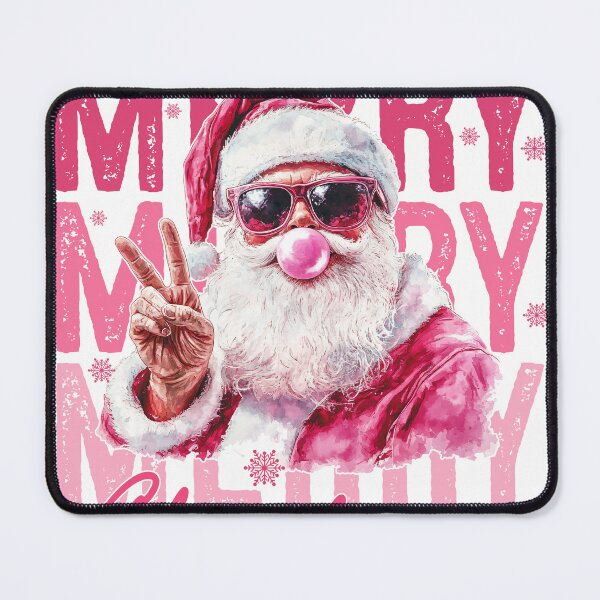 Item preview, Merry Christmas with Santa blowing bubble gum and giving the peace sign in sunglasses with snowflakes designed and sold by RowanDraco.