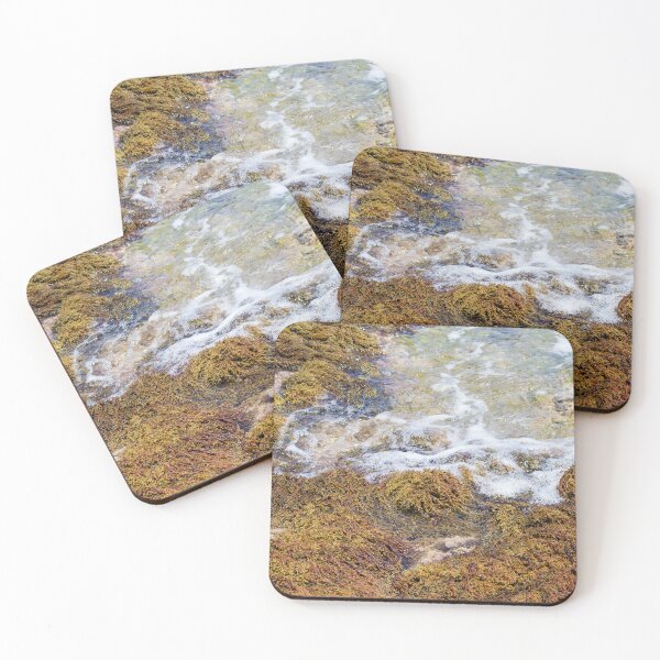 Item preview, Vibrant Seaweed On Rocky Tidepool Shore With Foamy Water And Clear Green Tide designed and sold by Nmallia.