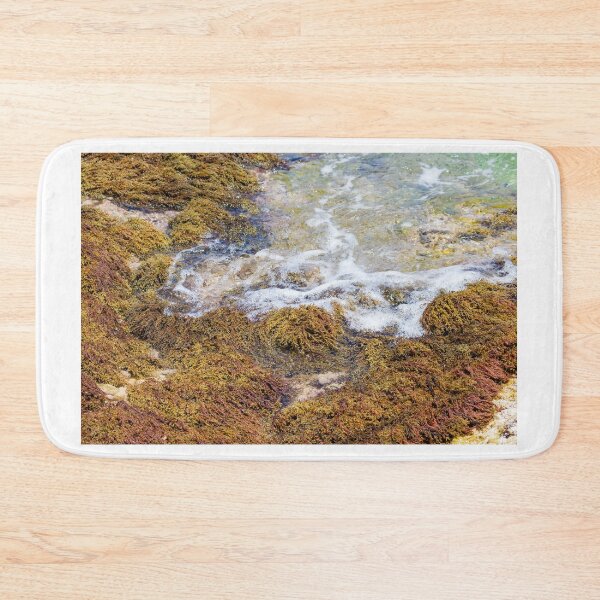 Item preview, Vibrant Seaweed On Rocky Tidepool Shore With Foamy Water And Clear Green Tide designed and sold by Nmallia.