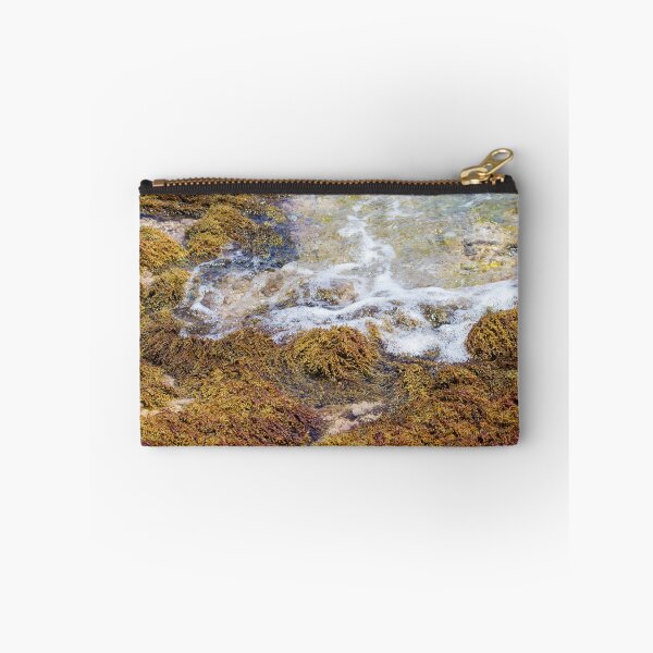 Item preview, Vibrant Seaweed On Rocky Tidepool Shore With Foamy Water And Clear Green Tide designed and sold by Nmallia.