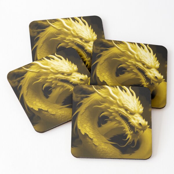 Item preview, Chinese Epic Dragon on black background Metallic Gold colour Aesthetic designed and sold by Aesth3ticDreams.