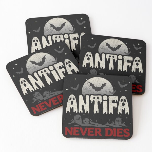 Item preview, ANTIFA NEVER DIES – Halloween statement with ghost writing and gravestones designed and sold by VariousGoodies.