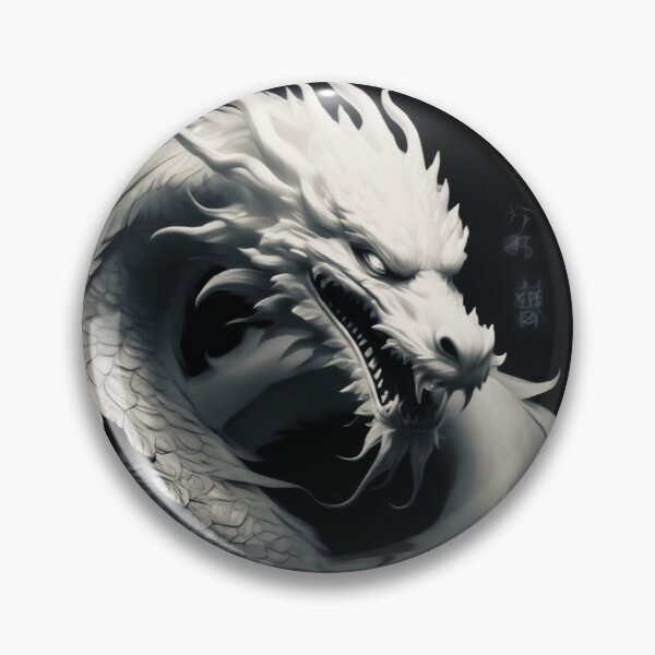 Item preview, Chinese Epic White Dragon on black background Metallic Silver colour Aesthetic designed and sold by Aesth3ticDreams.