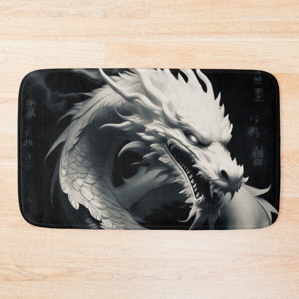 Item preview, Chinese Epic White Dragon on black background Metallic Silver colour Aesthetic designed and sold by Aesth3ticDreams.