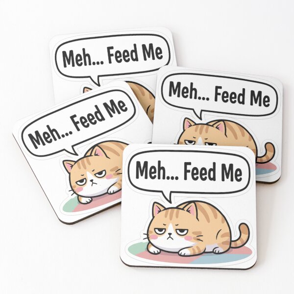 Item preview, Grumpy Cat “Meh Feed Me” Funny Quote Sticker designed and sold by Neko-Doodle-co.