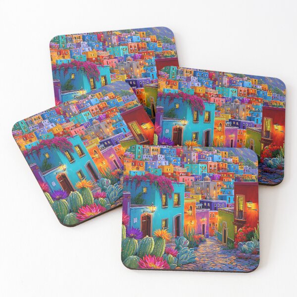 Item preview, Vibrant Colorful Streets of a Mexican Town at Dusk designed and sold by Artessie.