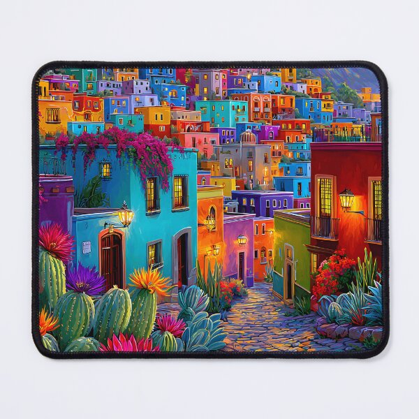 Item preview, Vibrant Colorful Streets of a Mexican Town at Dusk designed and sold by Artessie.