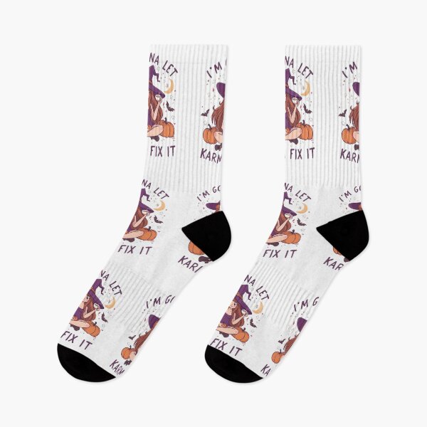 Item preview, I’m Gonna Let Karma Fix It | Cute Witch Drinking Coffee Halloween Design designed and sold by Lunaria Arts.