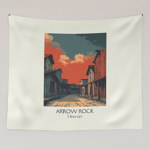 Item preview, Arrow Rock Missouri Vintage Travel Poster | Historic Old West Town Art Print | Main Street Decor designed and sold by TuncGK.