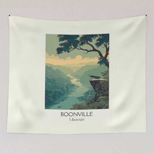 Item preview, Boonville Missouri Vintage Travel Poster | Missouri River Overlook Art Print | River Bluff Scenery Decor designed and sold by TuncGK.