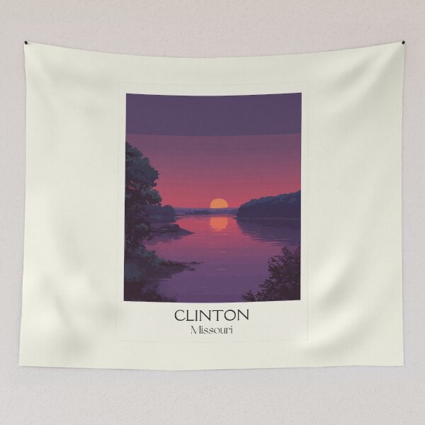 Item preview, Clinton Missouri Vintage Travel Poster | Truman Lake Sunset Art Print | Minimalist Lake Decor designed and sold by TuncGK.