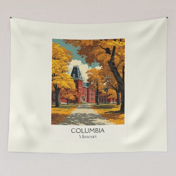 Item preview, Columbia Missouri Vintage Travel Poster | University Campus Art Print | Autumn College Town Decor designed and sold by TuncGK.