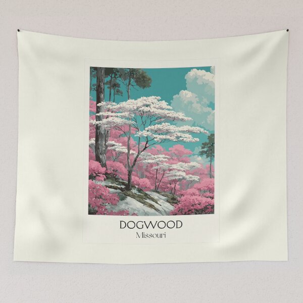 Item preview, Missouri Dogwood Vintage Poster | Spring Blossoms Art Print | Ozark Trail Scenery Decor designed and sold by TuncGK.