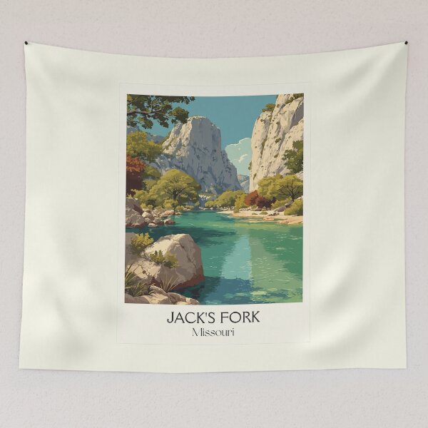 Item preview, Jacks Fork River Missouri Vintage Poster | Ozark Scenic Riverways Art Print | Eminence Area Decor designed and sold by TuncGK.