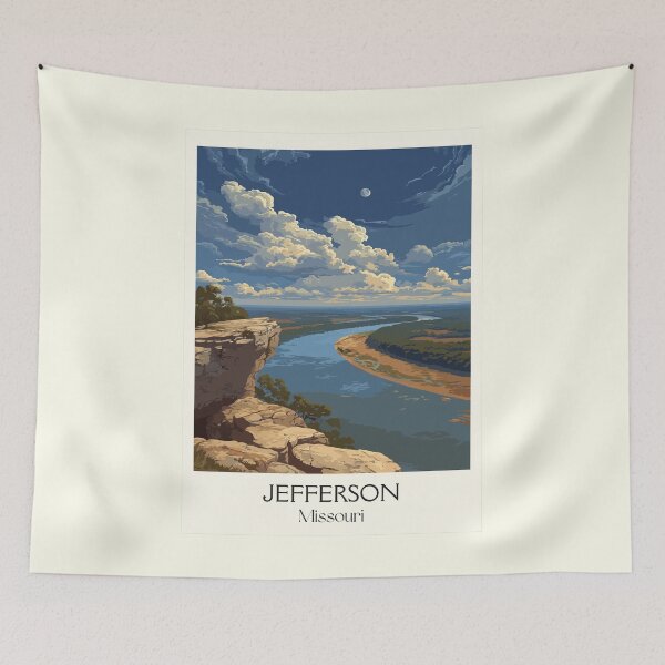 Item preview, Jefferson City Missouri Vintage Poster | State Capital Art Print | Missouri River Scenery Decor designed and sold by TuncGK.