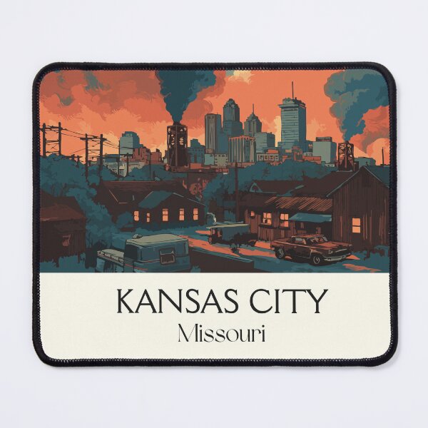 Item preview, Kansas City Missouri Vintage Poster | Industrial Cityscape Art Print | Stockyards Decor designed and sold by TuncGK.