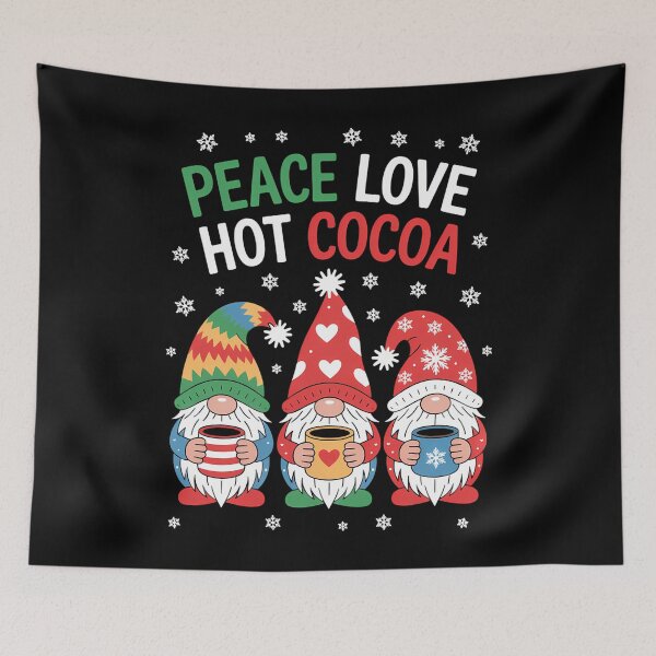 Aperçu de l'œuvre Nains de Noël hippies au chocolat chaud créée et vendue par WalshDrawnLaugh.