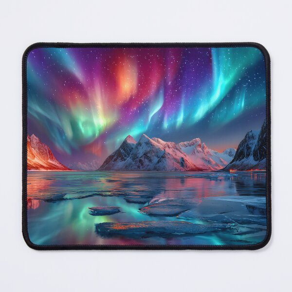 Item preview, Vivid Northern Lights Over Majestic Mountain Scene designed and sold by Artessie.