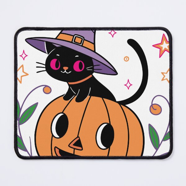 Aperçu de l'œuvre Illustration de chapeau de sorcière avec chat noir créée et vendue par AL AMIN.