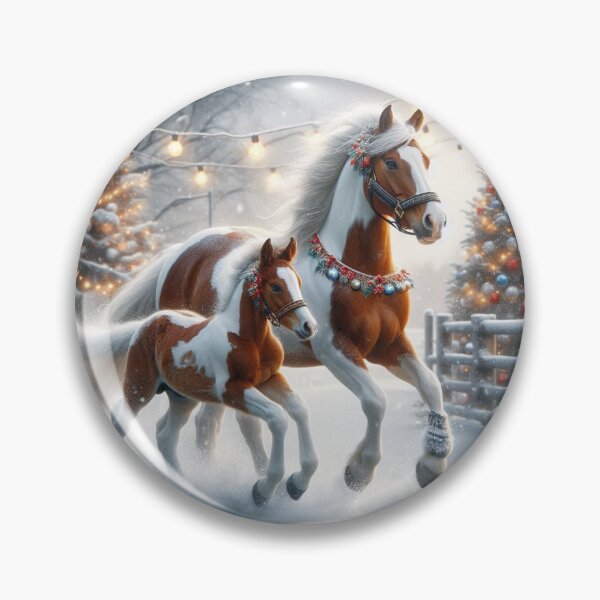 Item preview,  Holiday Paint Horses - Mare and Foal Playing in Snow designed and sold by Caitlin Soergel.