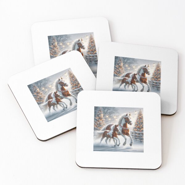 Item preview,  Holiday Paint Horses - Mare and Foal Playing in Snow designed and sold by Caitlin Soergel.