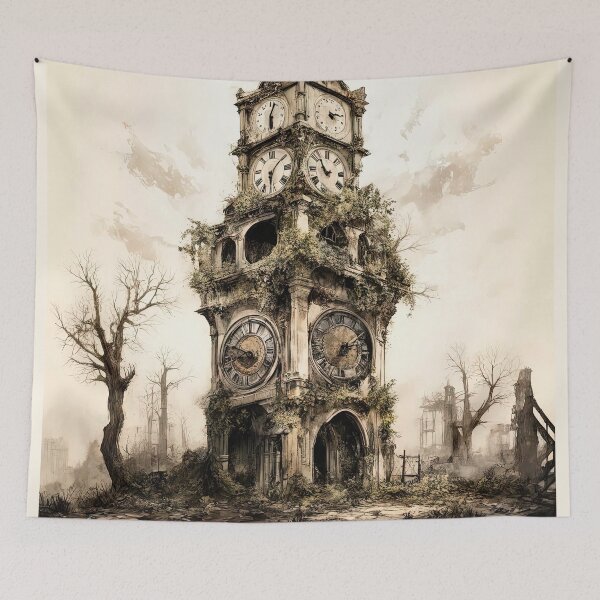 Item preview, Whispers of Time: Overgrown Clock Tower designed and sold by LanaGustavsson.