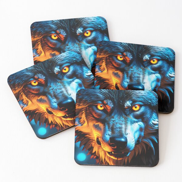 Item preview, Wild wolf face shining with burning spirit. designed and sold by MissYouONLY.
