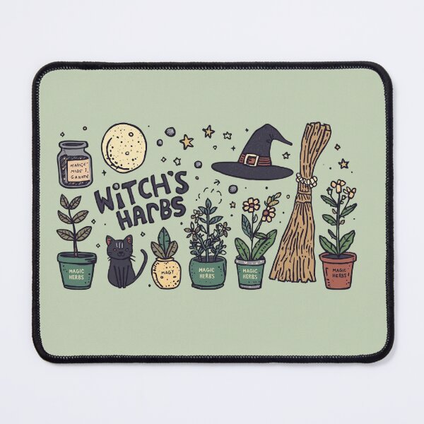 Item preview, Witch Garden Illustration, Magic Herbs and Cat, Cozy Botanical Witchcore Gift designed and sold by DesignsByTaina.