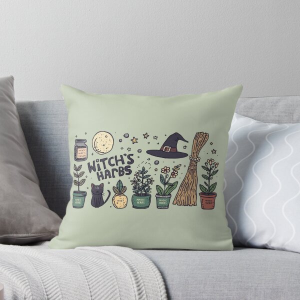 Item preview, Witch Garden Illustration, Magic Herbs and Cat, Cozy Botanical Witchcore Gift designed and sold by DesignsByTaina.