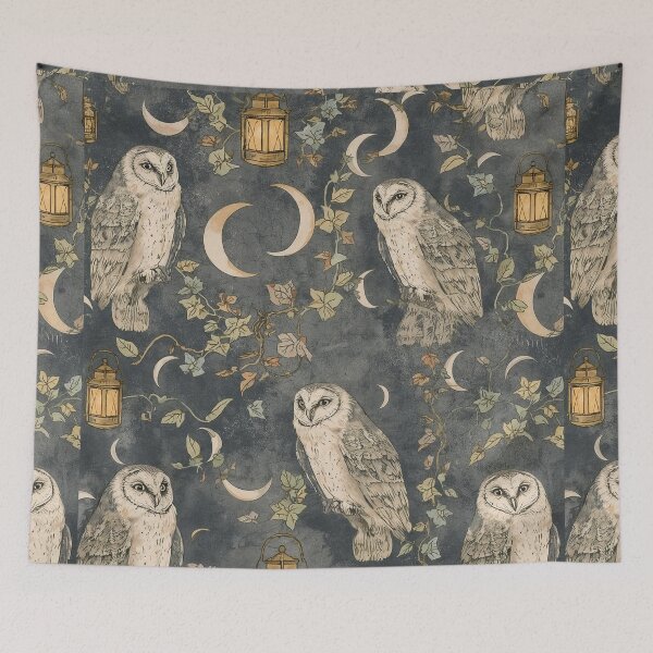 Item preview, Twilight Owls – Dark Cottagecore Pattern designed and sold by Deezyned.