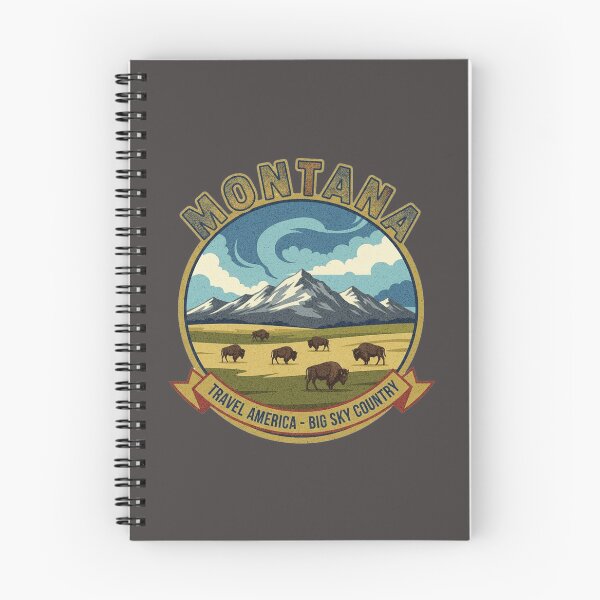Item preview, Montana – Big Sky Country Bison Landscape Badge designed and sold by PostersMode.