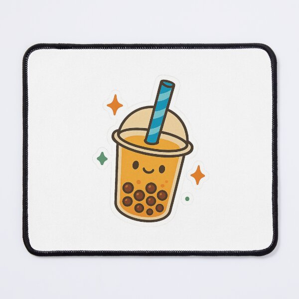Artikelvorschau, Süßer Bubble Tea Sticker | Kawaii Boba Drink mit lächelndem Gesicht | Entzückende Orangenmilchtee Illustration entworfen und verkauft von mirozeliea.