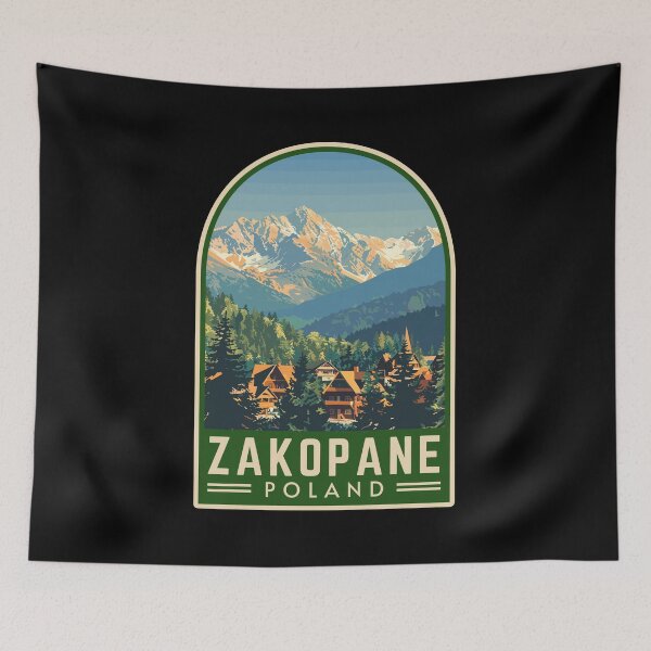 Item preview, Zakopane in Tatra Mountains, Poland Vintage Travel Art Emblem designed and sold by MaateoDesign.