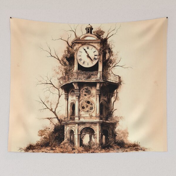 Item preview, Whispers of Time: Overgrown Clock Tower designed and sold by LanaGustavsson.