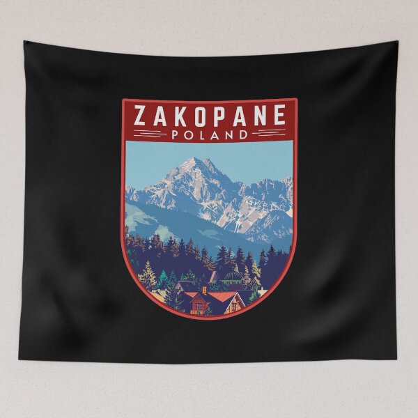 Item preview, Zakopane in Tatra Mountains Poland, Vintage Travel Art Badge designed and sold by MaateoDesign.