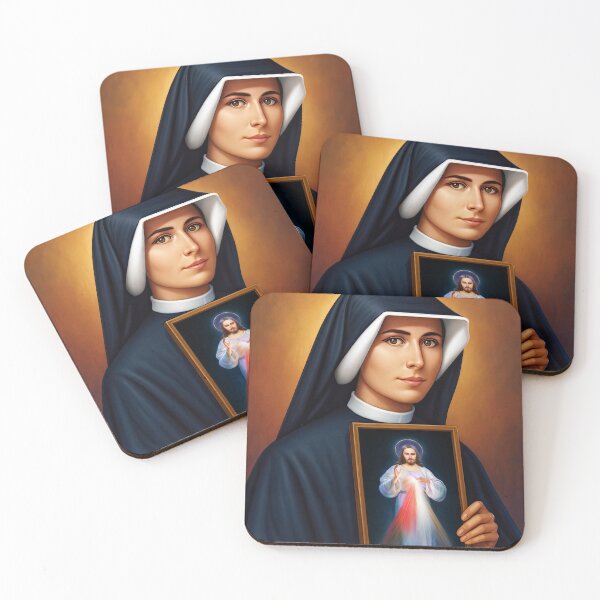 Item preview, Divine Mercy Apostle: St. Faustina Kowalska Holding the 'Jezu Ufam Tobie' Image designed and sold by FaithCreatives.