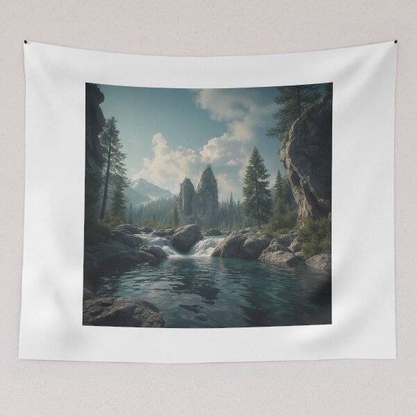 Item preview, Echoes of Stone – River Beneath Snow-Capped Peaks” designed and sold by NaomiRut.