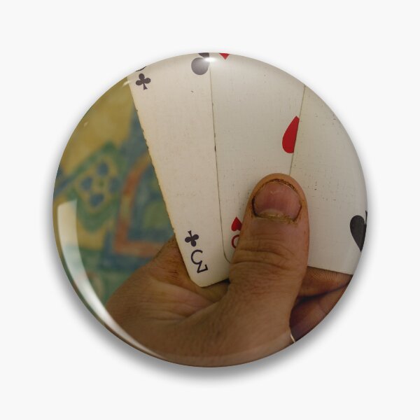 Item preview, Hand Holding Four Threes Playing Cards Across a Colorful Background Scene designed and sold by Nmallia.