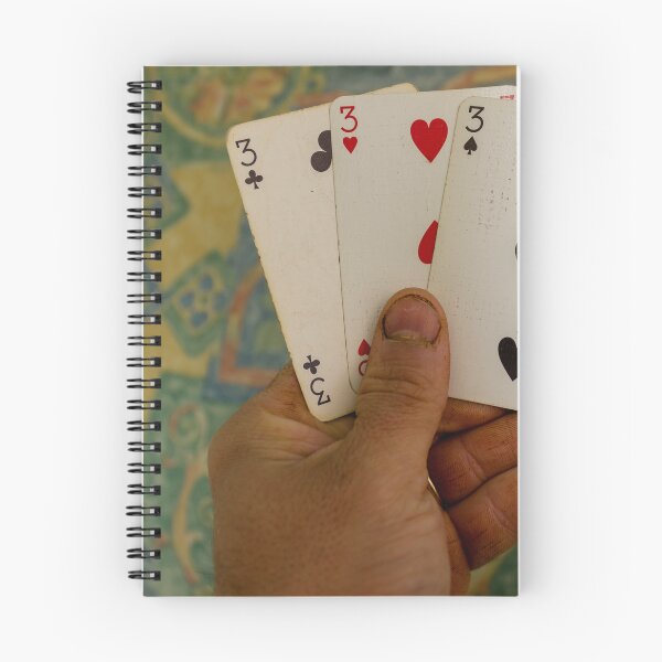 Item preview, Hand Holding Four Threes Playing Cards Across a Colorful Background Scene designed and sold by Nmallia.