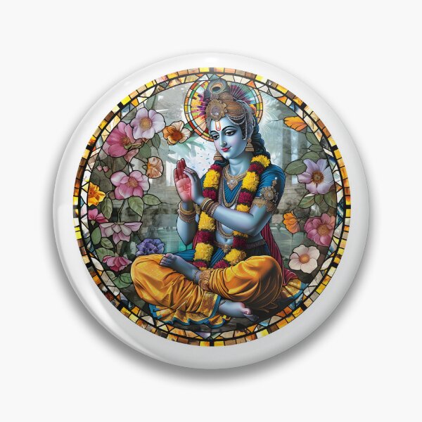 Item preview, Lord Krishna Stained Glass Spiritual Art – Divine Love & Harmony designed and sold by Print88.