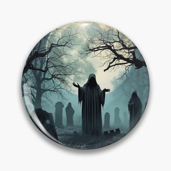 Item preview, Spooky Hooded Figures in a Moonlit Graveyard designed and sold by MikesSweetTees.
