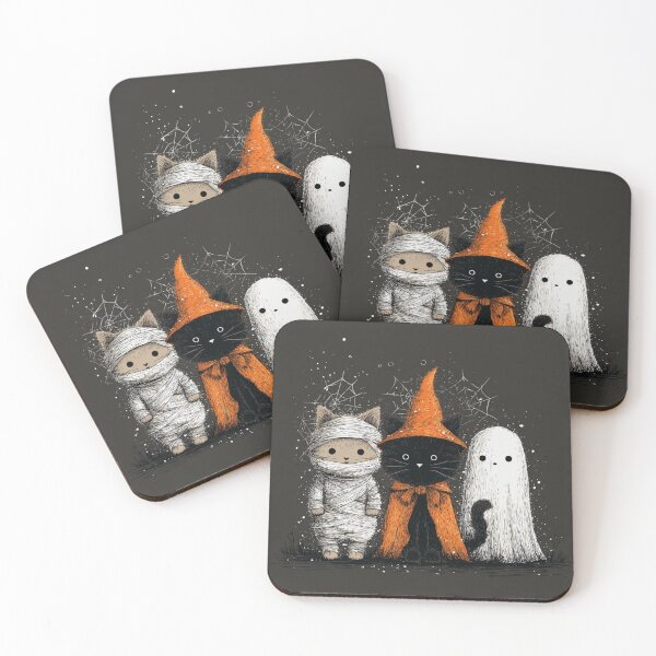 Item preview, Cats Dark Trio Autumn Halloween Mummy Witch Ghost designed and sold by GrinGalore.