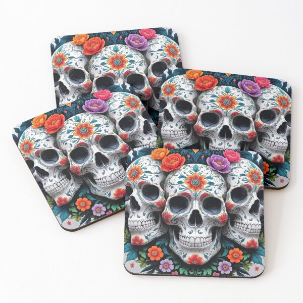 Item preview, Abstract Floral Skulls with Botanical Pattern designed and sold by Prachodayat Artworks.