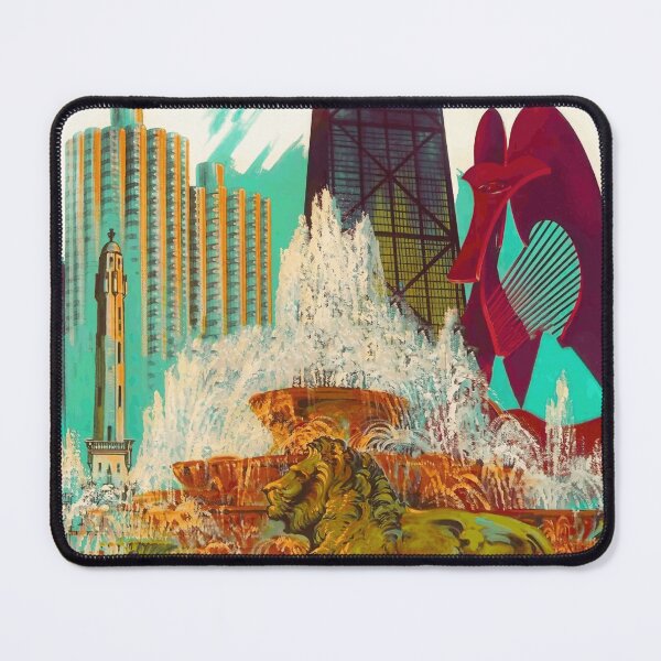 Item preview, chicago, fountain, cityscape, city, architecture, buckingham, buckingham fountain, buildings, america, downtown, illinois, business, fine, attractions, grant park designed and sold by artofuniverse.