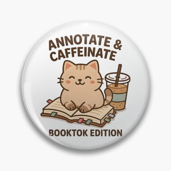 Item preview, Annotate & Caffeinate – Cute cat with book & iced coffee | Cozy BookTok reader gift designed and sold by Cat & Coffee Studio.