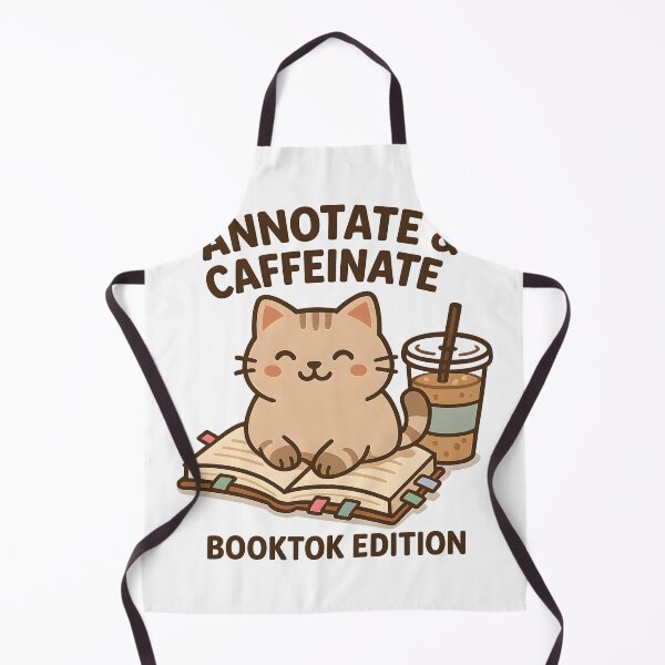 Item preview, Annotate & Caffeinate – Cute cat with book & iced coffee | Cozy BookTok reader gift designed and sold by Cat & Coffee Studio.