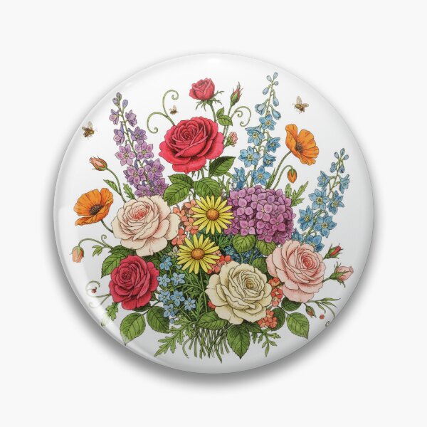 Artikelvorschau, Vintage Botanischer Blumenstrauß – Bunte Wildblumen- und Rosenillustration entworfen und verkauft von PAPIRO SIGLO XXI.