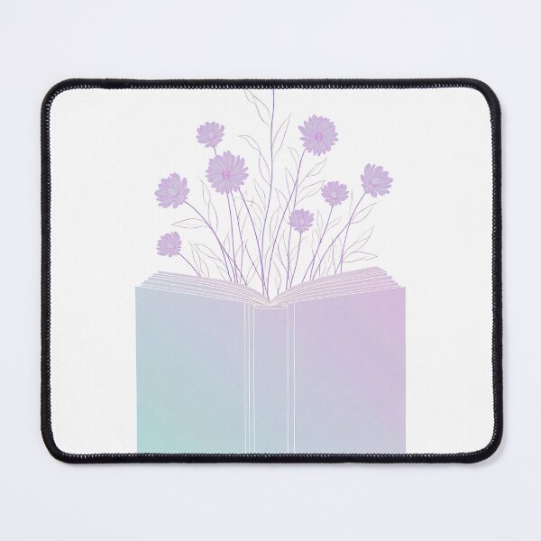 Item preview, Open book with blooming purple flowers on a pastel background creating a whimsical atmosphere designed and sold by SpaceartLilu.
