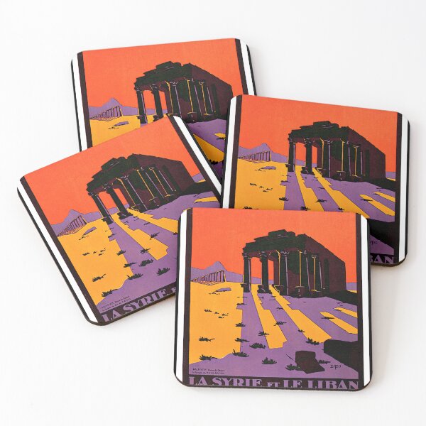 Item preview, Vintage Travel Poster | Syria & Lebanon | Art Deco Style | Palmyra Ruins | Temple of Baalshamin | Bold Colors | Early 20th Century designed and sold by artofuniverse.