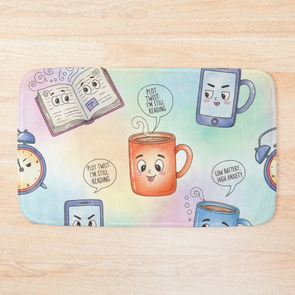 Item preview, Cute Watercolor Funny Everyday Objects Pattern – Mugs, Books & Phones with Faces designed and sold by skysshobu.